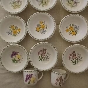 Thomson Floral Garden Bowls (9) Two Floral Garden Coffee Cups.